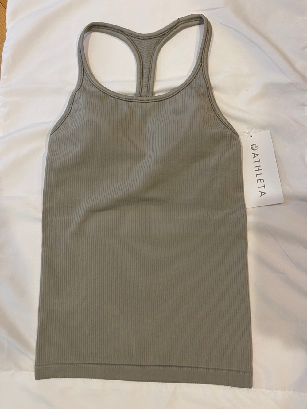 Athleta Neutral Ribbed Racerback Tank with built in bra XS